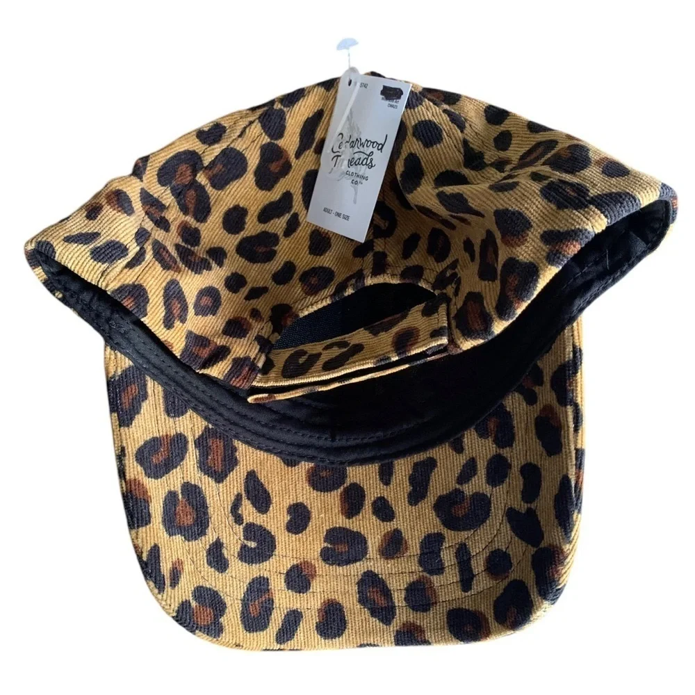 Cedarwood Threads Corduroy Leopard Print Ball Cap NWT